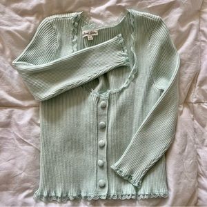 For Love & Lemons Teal Cropped Cardigan